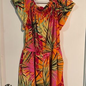Emma & Michele Tropical Palm Print Romper